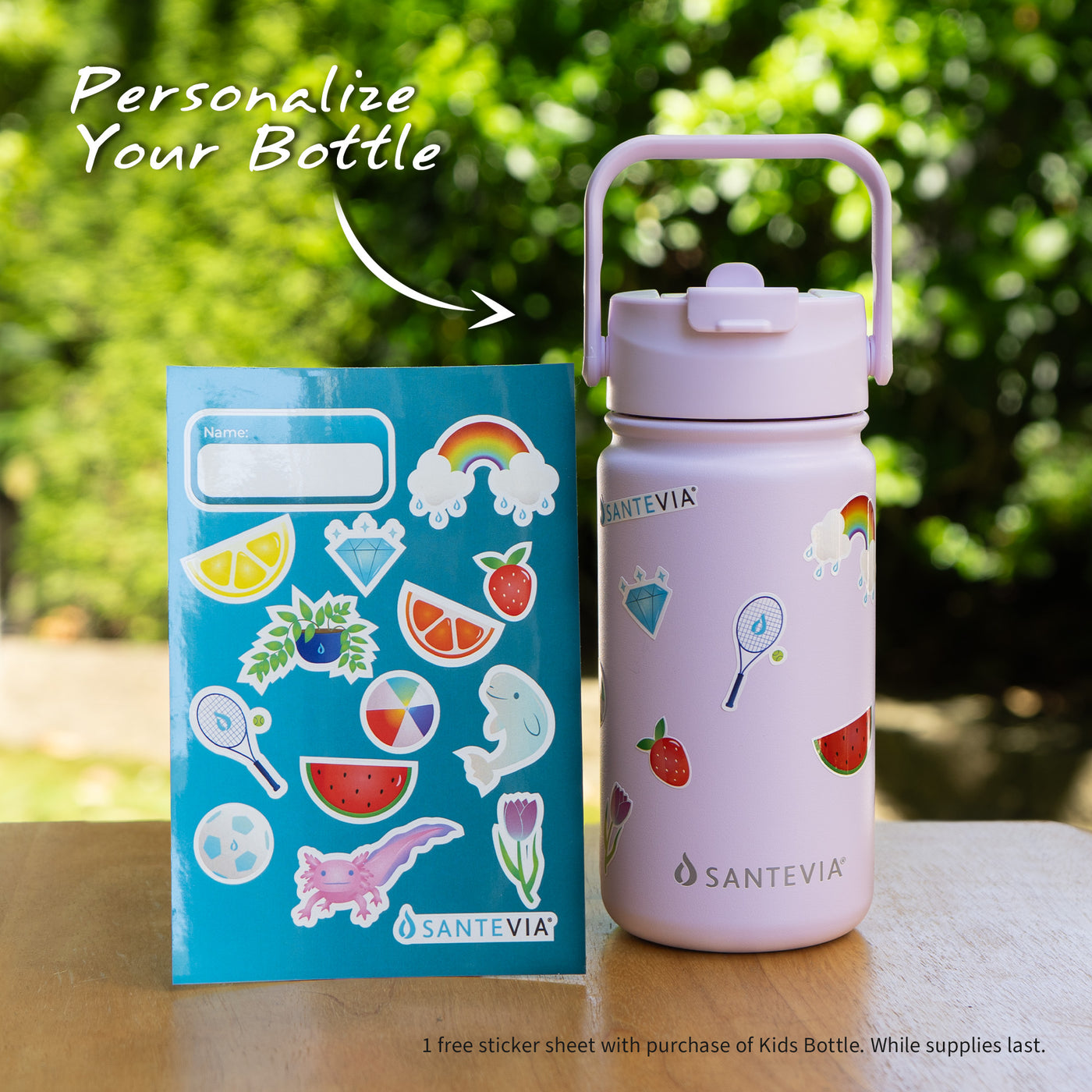 Personalize your Santevia Kids Bottle with a free sticker sheet 